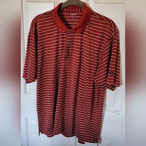 Men's Izod Cool-Ex Series Red Striped Polo Golf Short Sleeve Shirt Size L